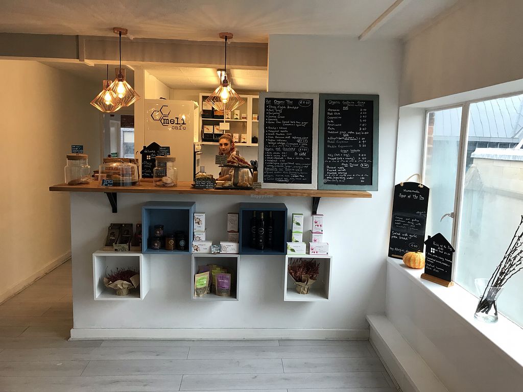 Meli Cafe interior and counter in a HappyCow listing